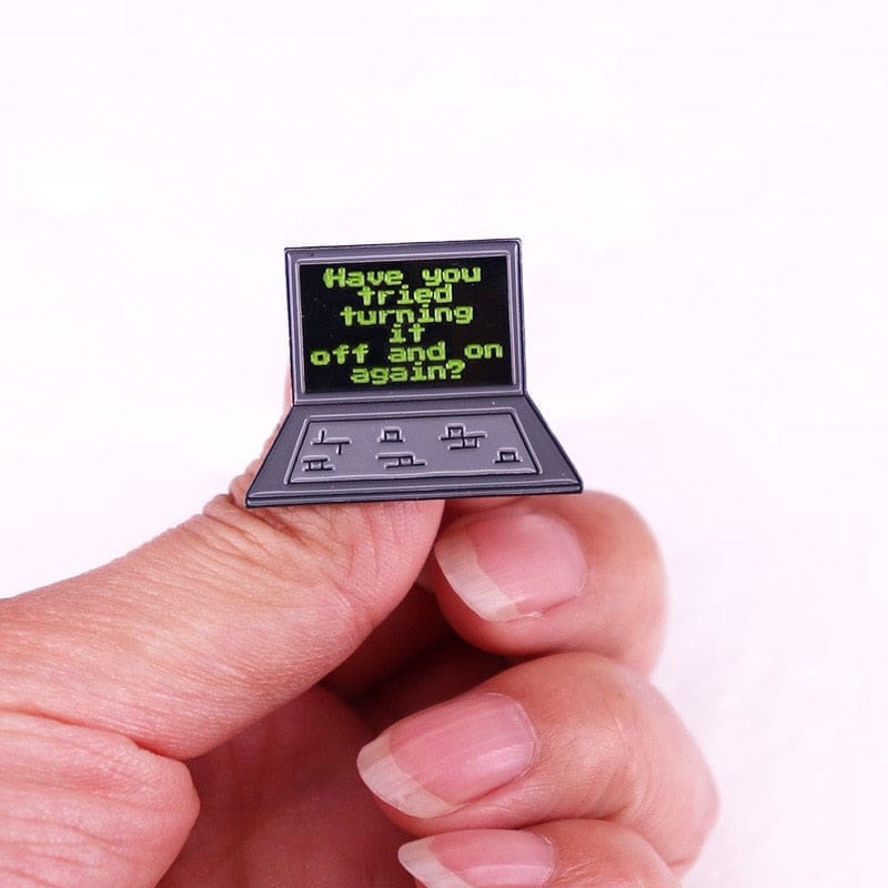 Time Again Pin Hacks 'Have You Tried Turning It Off and On Again' Enamel Pin ...